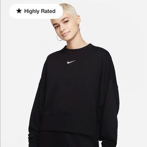 Nike Womens Oversized Cropped Crewneck Fleece Sweatshirt